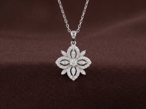 Vintage Floral Star Moissanite Pendant