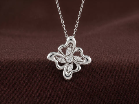Floral Moissanite Pendant in Sterling Silver
