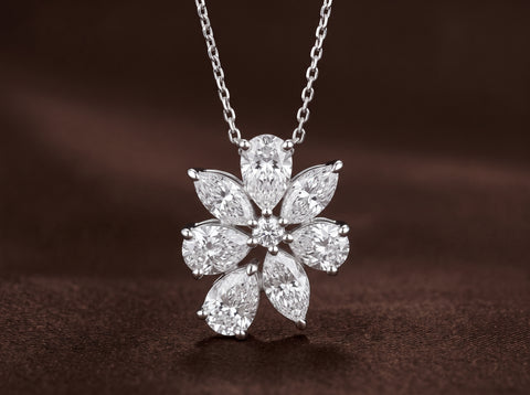 Petal Radiance Floral Moissanite Pendant in Sterling Silver