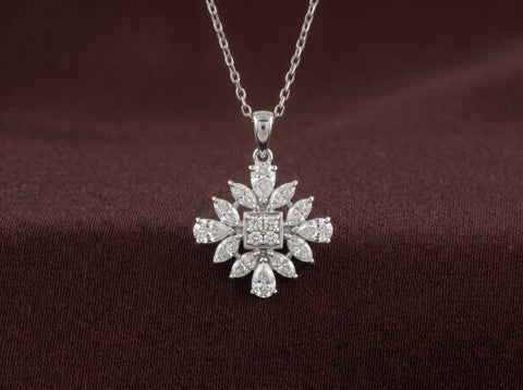 Marquise & Pear Floral Medallion Moissanite Pendant