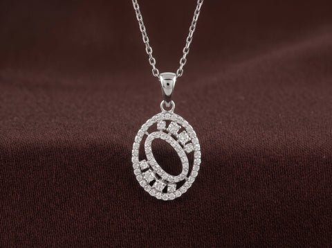 Aura Oval Double Halo Moissanite Pendant in Sterling Silver