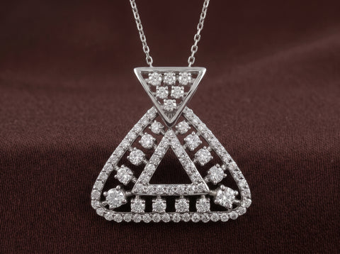 Geometric Hourglass Moissanite Pendant in Sterling Silver