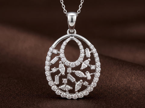 Openwork Baguette & Marquise Mosaic Moissanite Pendant