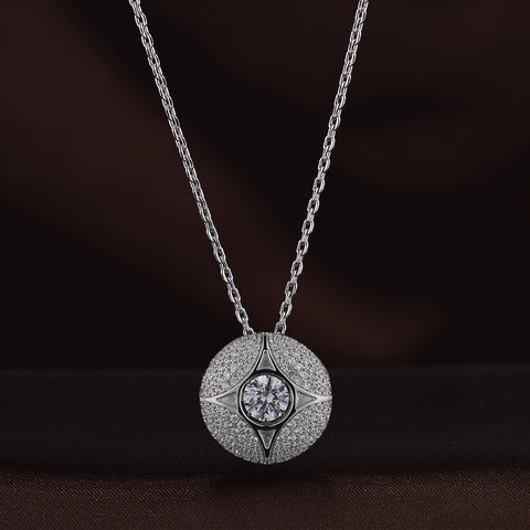 TWINKLES DANCING STONE ROUND PENDANT IN STERLING SILVER